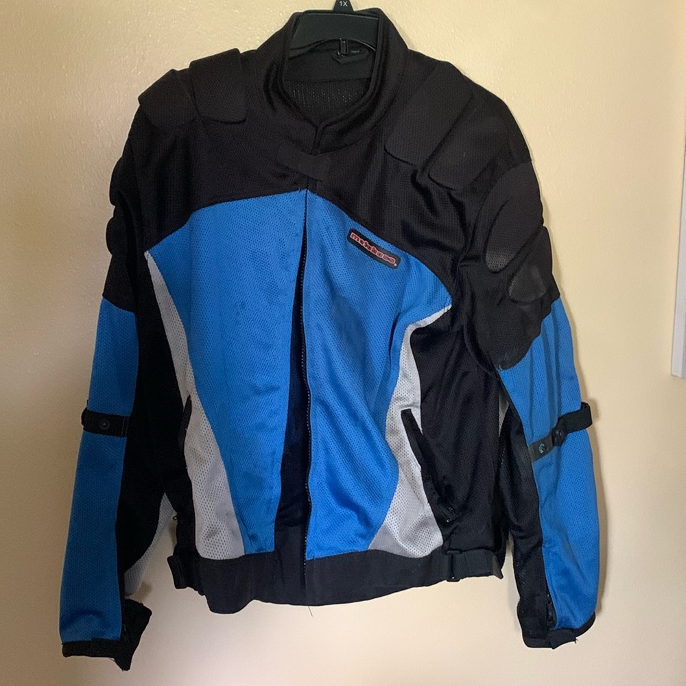 Warm weather mesh motorcycle jacket.